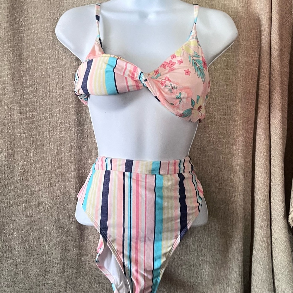 Celebrity Pink Pastel Striped Bikini